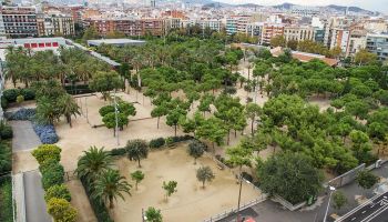 Aerial view over Miró Park